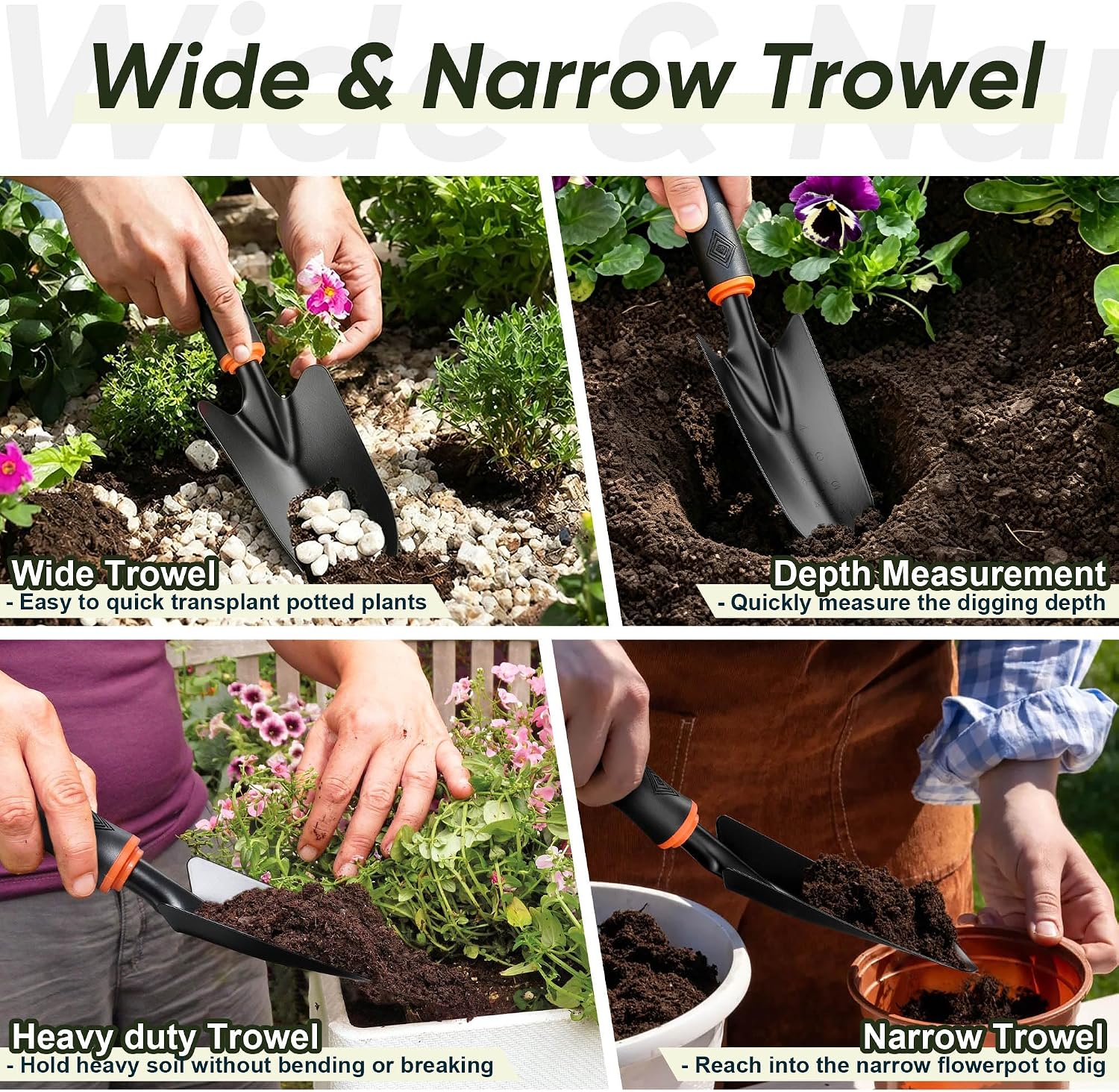 12 Pcs Garden Tool Set for Planting & Weeding, 1.4MM Thick Premium Steel, Ergonomic Contoured Grip, Indoor Outdoor Use