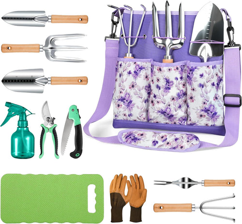 11-Piece Gardening Tool Set with Ergonomic Crossbody Bag for Women Men